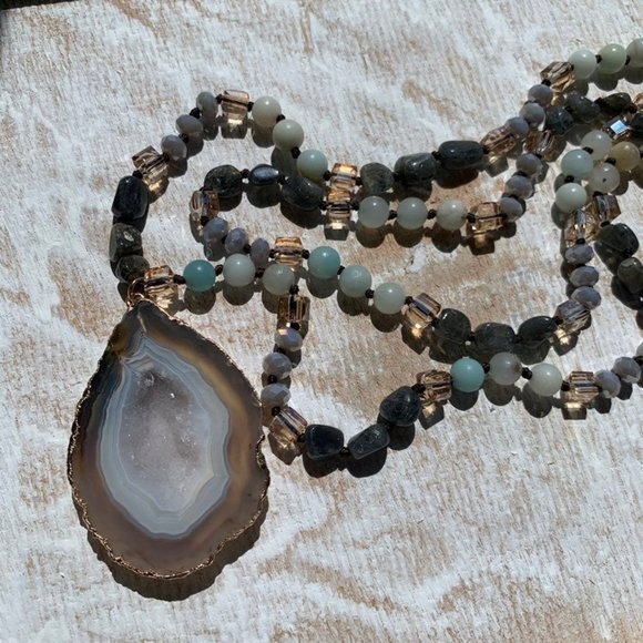 New! Natural Beaded Crystal Stone Necklace - Picture 6 of 6